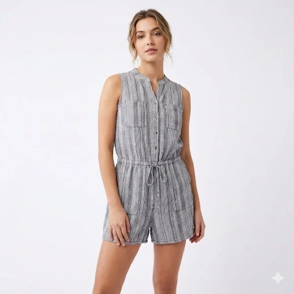 Kelly Renee Sleeveless Striped Jumpsuit Womens Size L Minimalist. - Picture 1 of 10